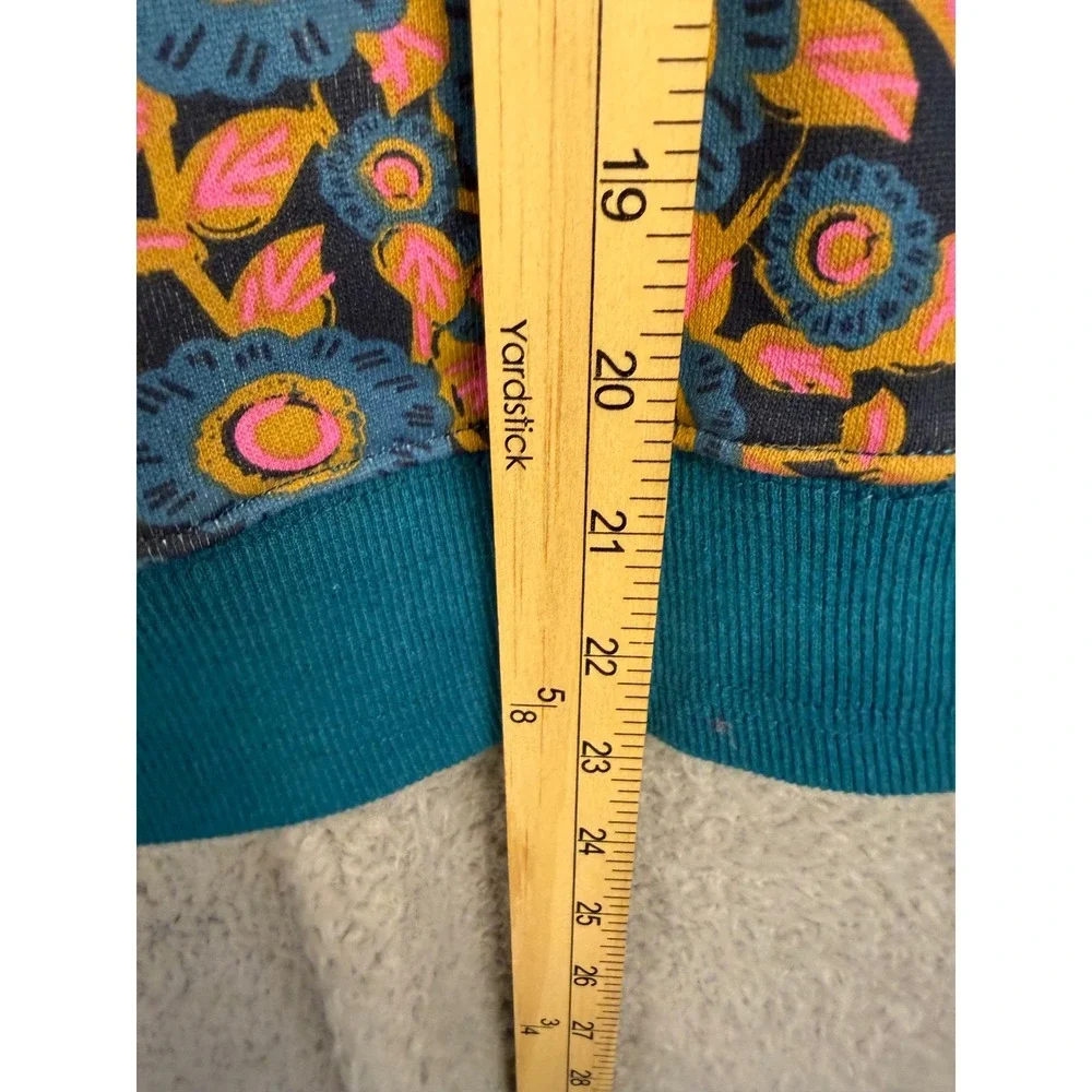 Natural Life Floral Cropped Sweatshirt Womens XL Blue Pink Mustard Pullover 645 - Picture 5 of 8